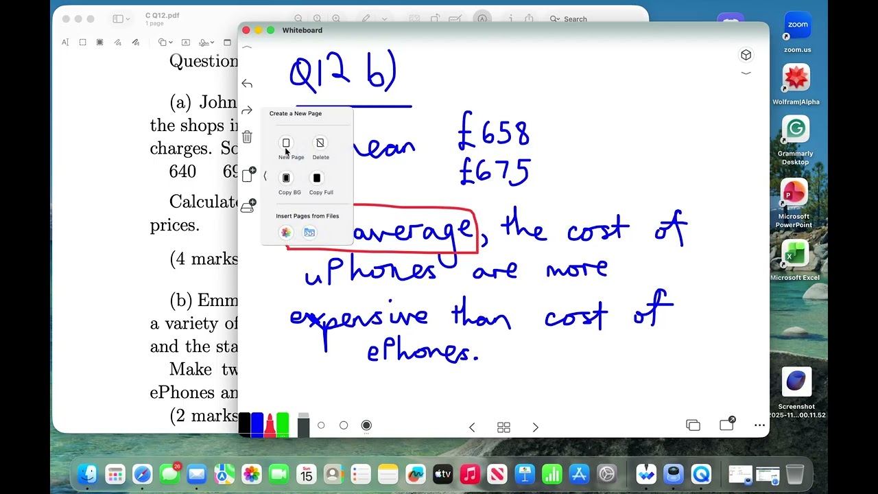 Level C - Question 12b - Mean and standard deviation (Calculator)