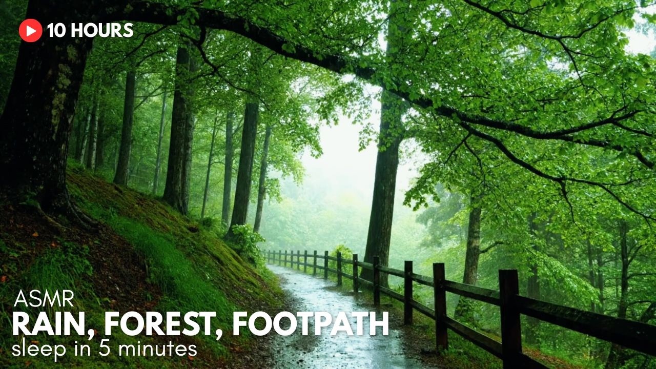 Rainy Forest Walk ASMR | Cozy Rain Sounds for Sleeping & Study | 10 Hours Deep Relaxation