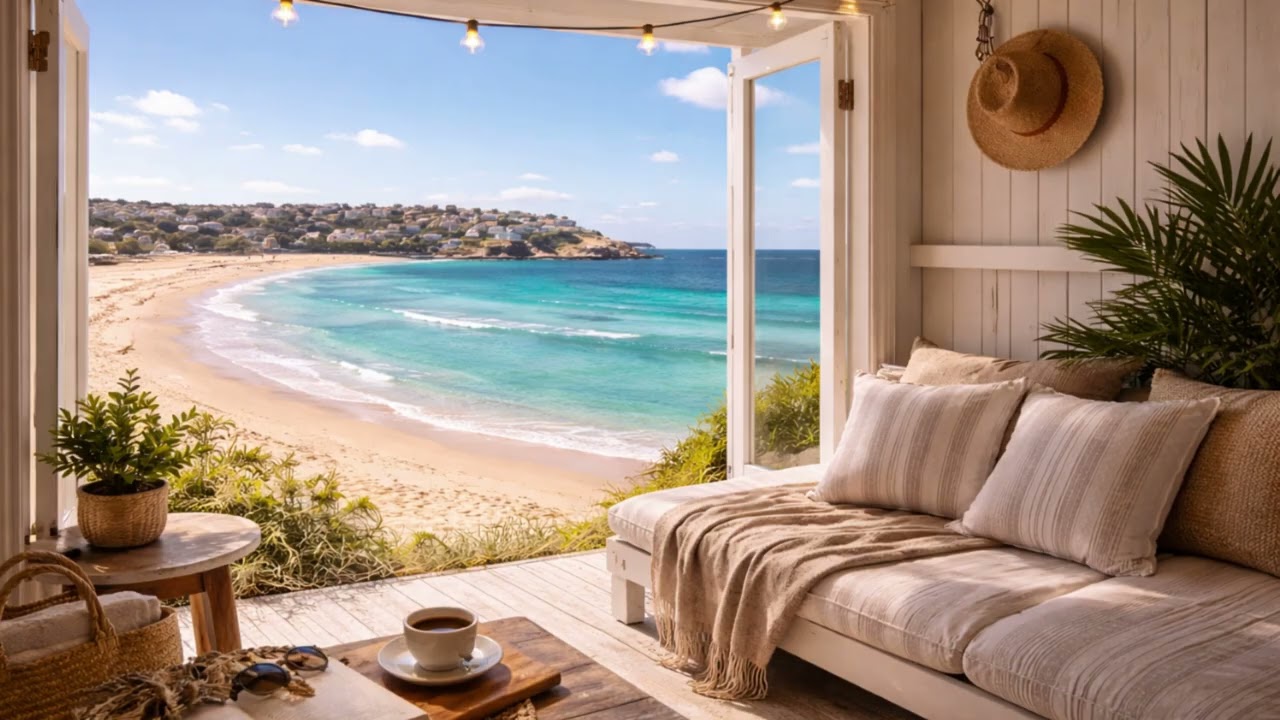 Slow Morning at A Bondi Beach Hut ☕🌊Reading & Journaling Ambience ( 1 hour)