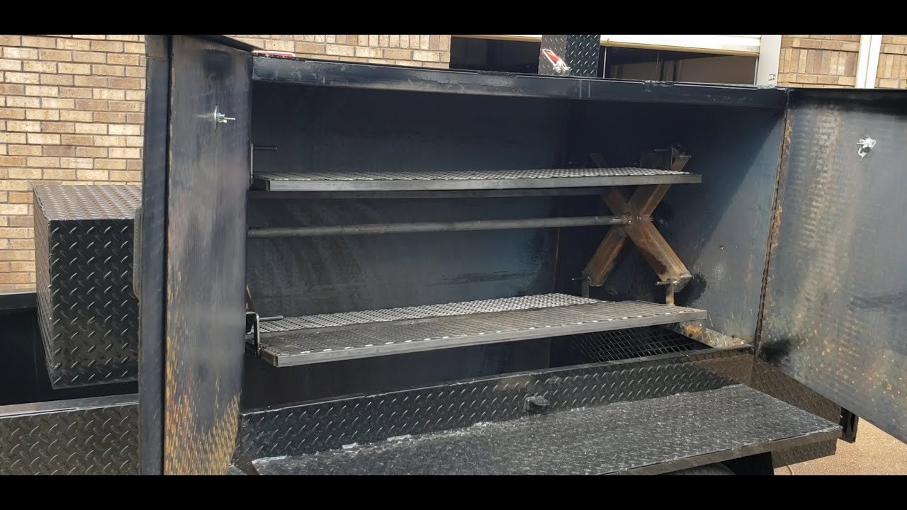 Iron Hog bbq smoker Pro Rotisserie barn door 4 meat racks bbq smoker grill trailers for sale rentals