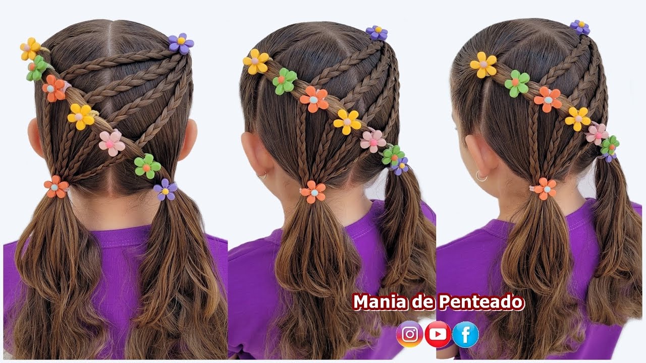 Penteado Infantil Rápido com Maria Chiquinha | Easy Two Ponytails with Braids | Hairstyle for Girls😍