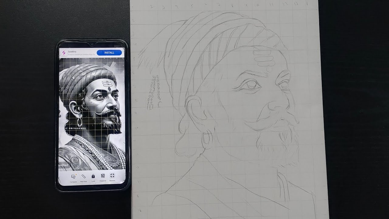 How to Draw Chhatrapati Shivaji Maharaj, Shivaji Maharaj Drawing, Outline Tutorial 