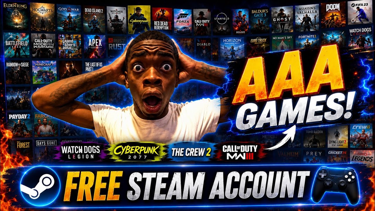 The CRAZIEST Free Steam Account Ever! (AAA TITLE GAMES) #giveaway