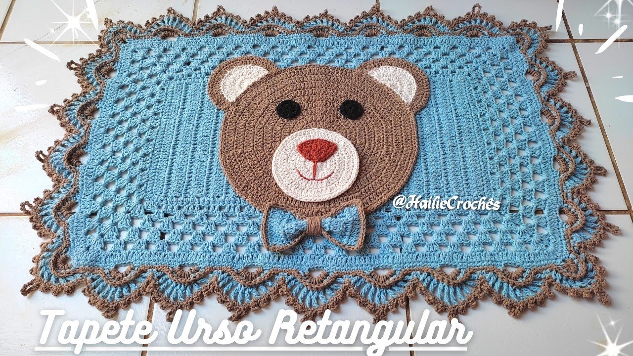 Tapete Urso Retangular @hailiecroches #tapeteinfantil #tapeteurso #semprecirculo