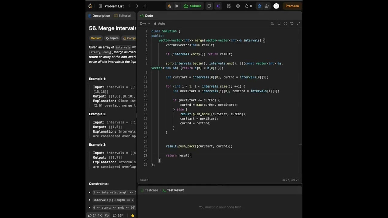 LeetCode 面試必考｜Merge Intervals｜一次排序＋線性掃描，真正工程師等級的區間合併解法（C++11）