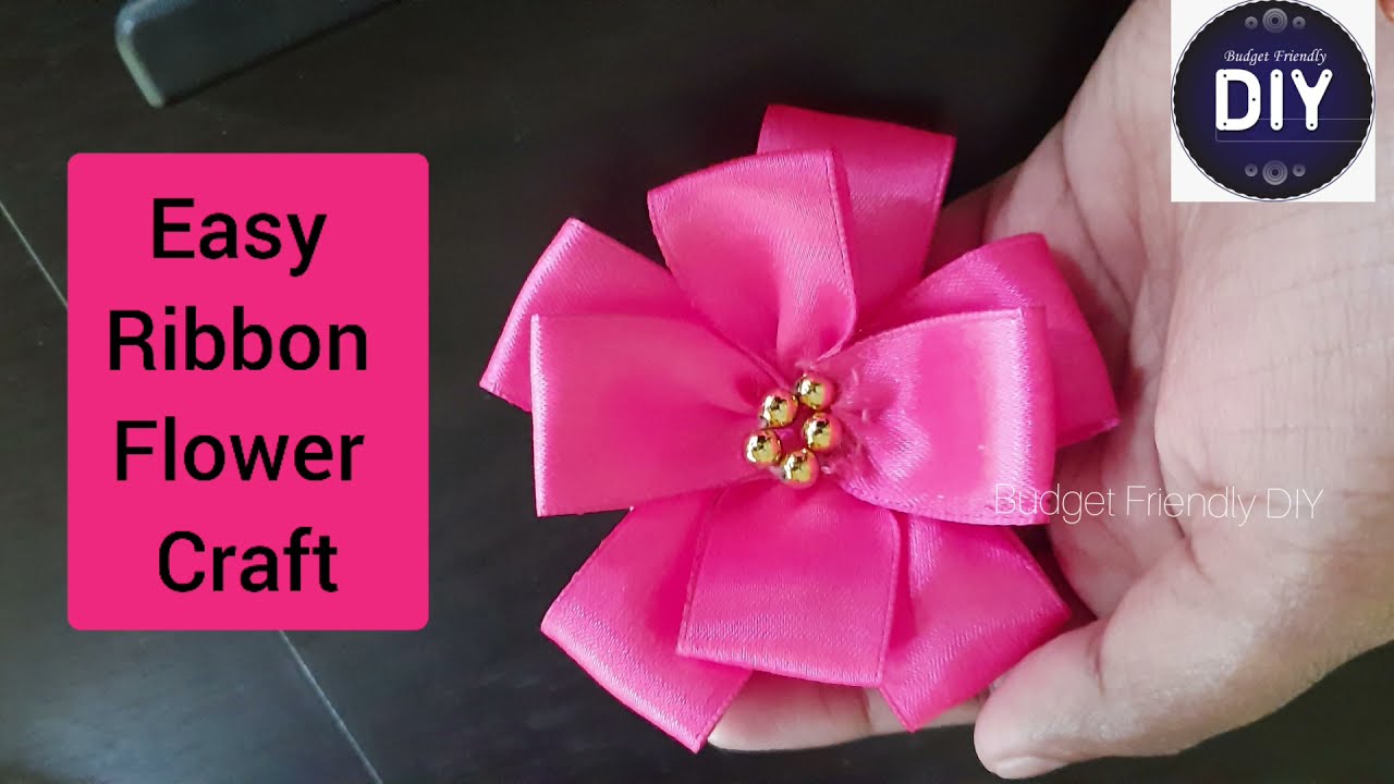 Easy way Beautiful Ribbon flower tutorial DIY / Hand Embroidery Ribbon Craft Tutorial