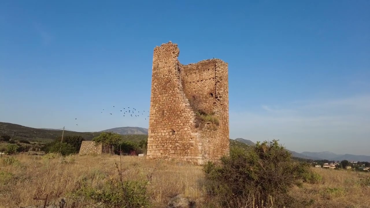 Medieval Tower Aliartos with a cave