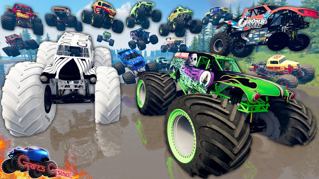 Monster Jam INSANE Monster Truck Mud Battle and Monster Truck Crashes #22 | BeamNG Drive Mods