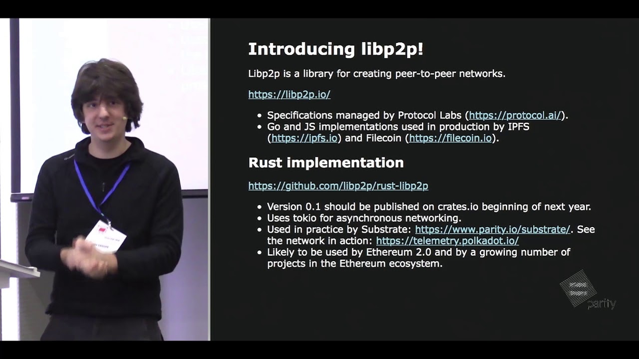 Libp2p, a Rust peer-to-peer library. Pierre Krieger