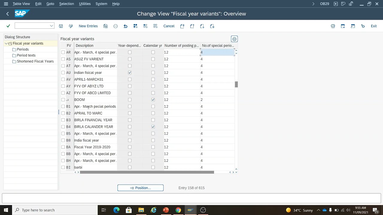 Maintain Fiscal Year Varian in SAP