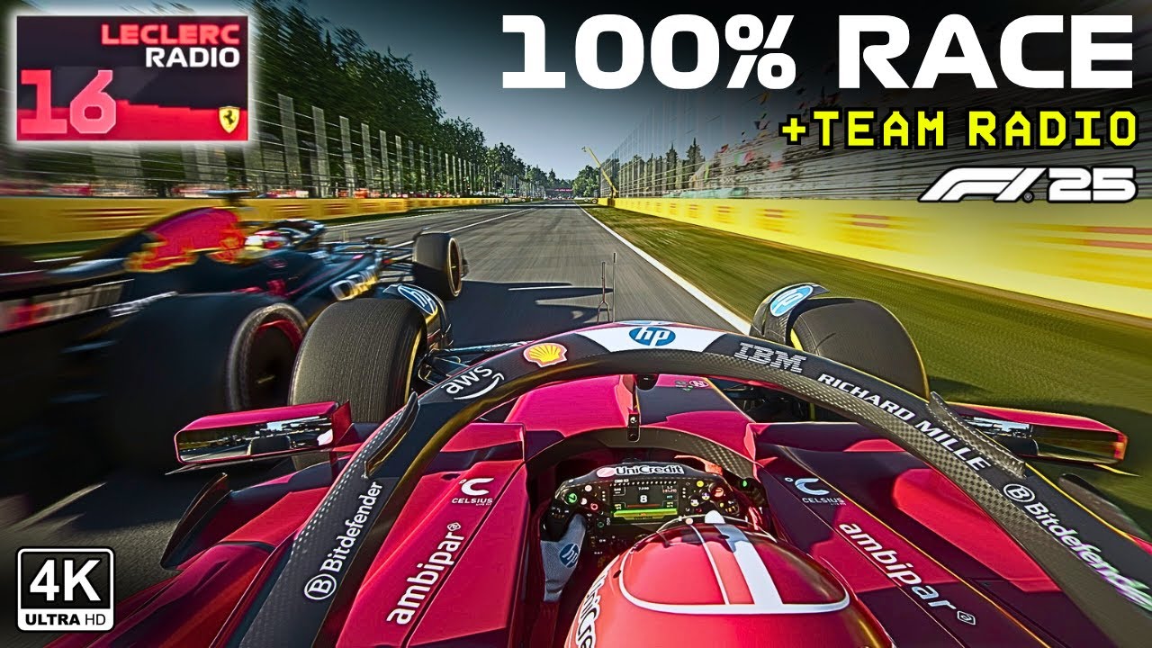 Charles Leclerc 100% Race Gameplay with Ultra Realistic Team Radio - Italian GP 2025