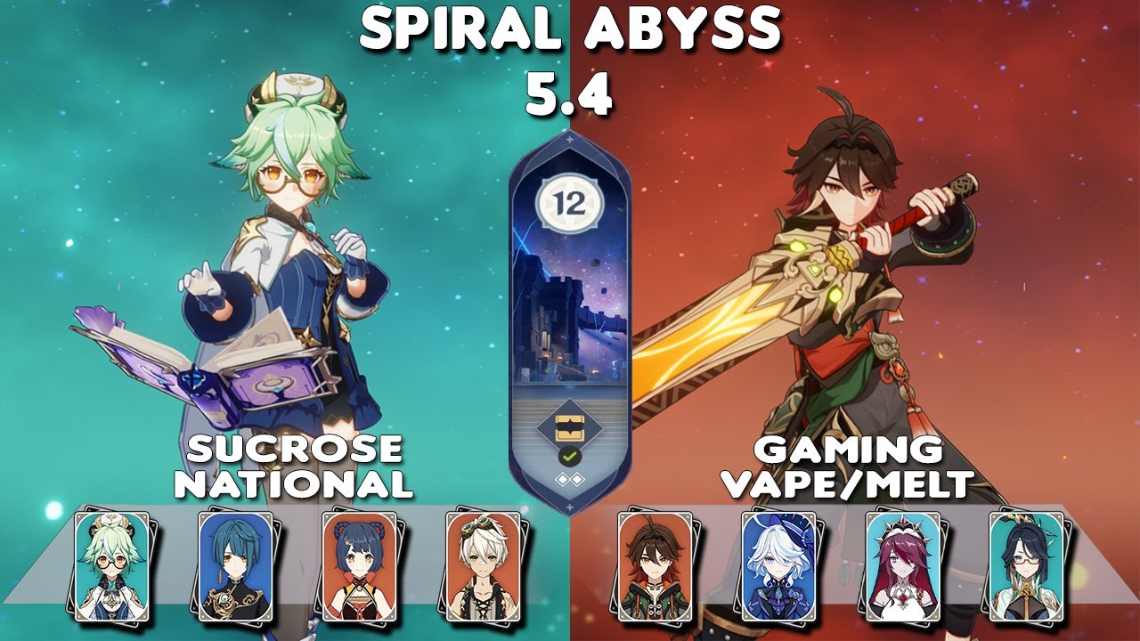 Spiral Abyss 5.4 | C6 Sucrose National & C6 Gaming Vape/Melt | Floor 12-9⭐| Genshin Impact