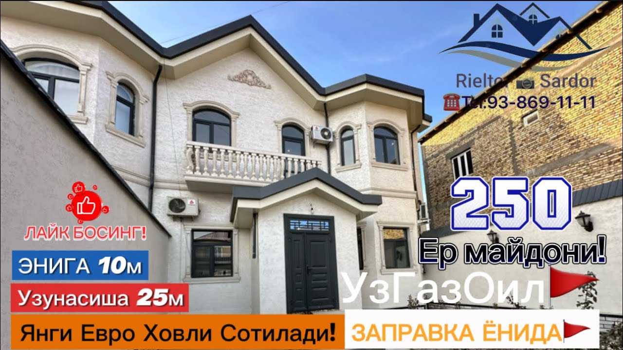 Уй жой нархлари ЯНГИ 250м2 ЕВРО ХОВЛИ СОТИЛАДИ. Мўлжал УзГазОил Заправка ёнида. 100% под ключ
