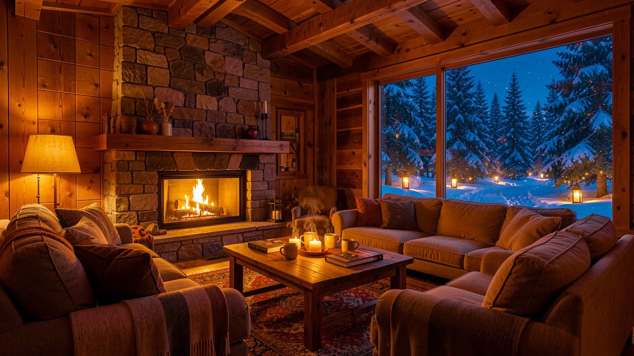 Winter Jazz Music ⛄ Cozy Night with Smooth Jazz Instrumental Music at Coffee Shop Ambience for Work