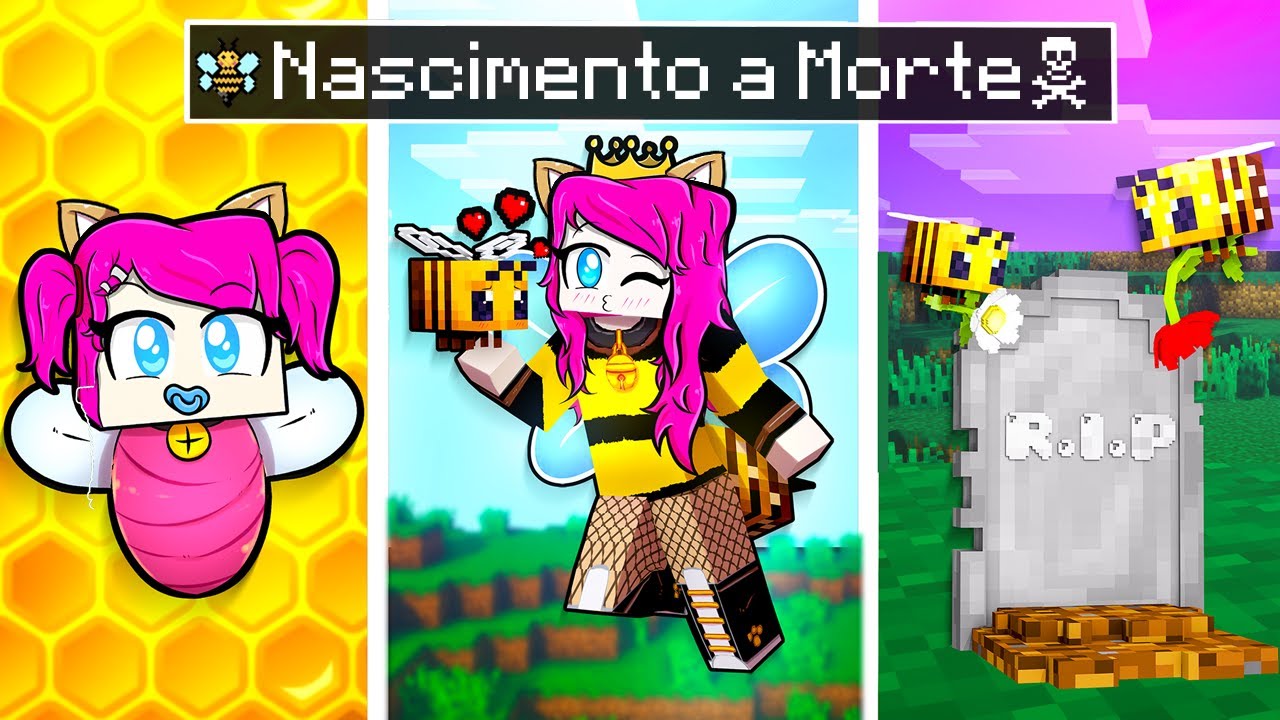 CICLO DE VIDA DE UMA ABELHA NO MINECRAFT ! (NASCER, CRESCER, ENVELHECER E MORRER)