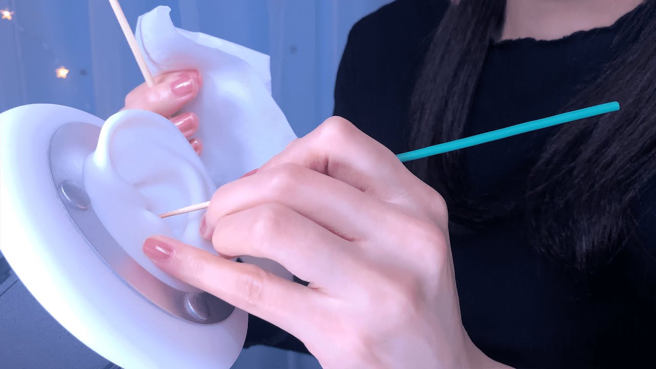 ASMR Realistic Ear Cleaning to Fall Asleep 😴 whispering, ear blowing [3Dio] / 耳かき