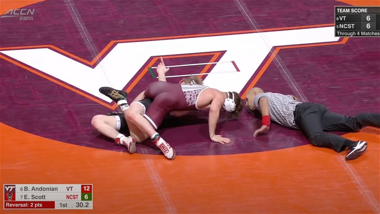 157lbs Bryce Andonian (Virginia Tech) vs Ed Scott (NC State)