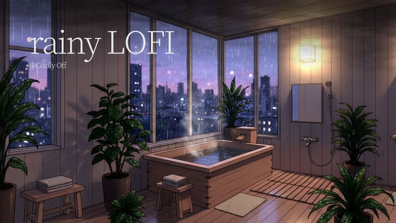Rainy night in Tokyo 🌧️ Lofi beats for deep sleep / Japanese bathroom ASMR for Insomnia