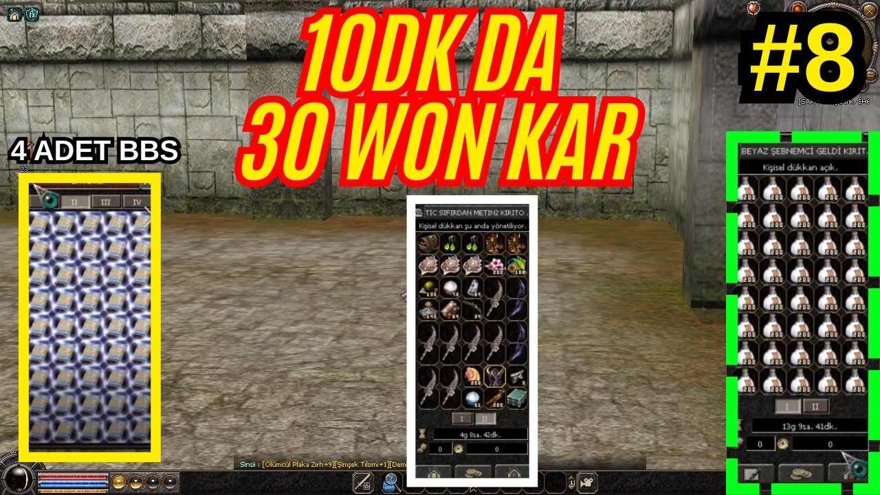 Metin2 TR Safir 10 DK’DA 30 WON KAR! 💰 0’DAN 220 WON’A! 😱 ŞEBNEM RİSKİ