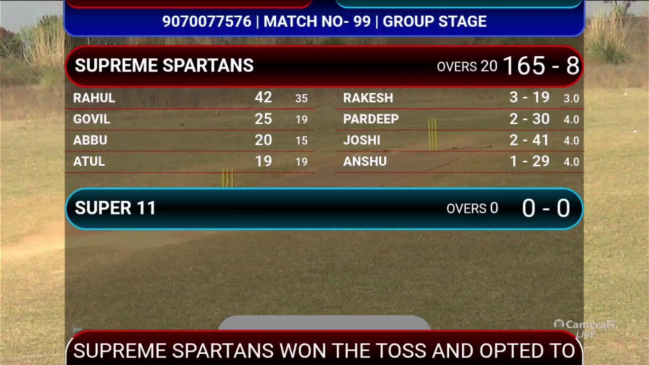 supreme spartan vs super 11 live cricket match #crivket live