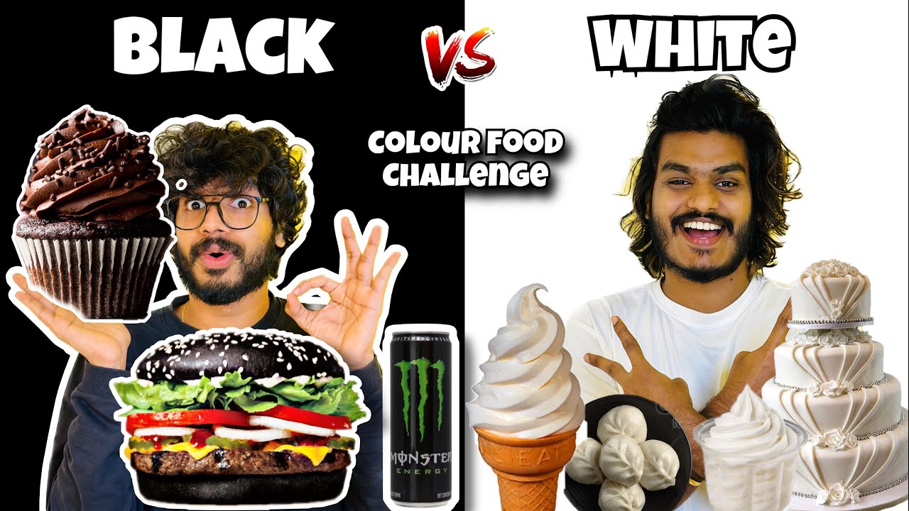 BLACK AND WHITE FOOD CHALLENGE 🤩