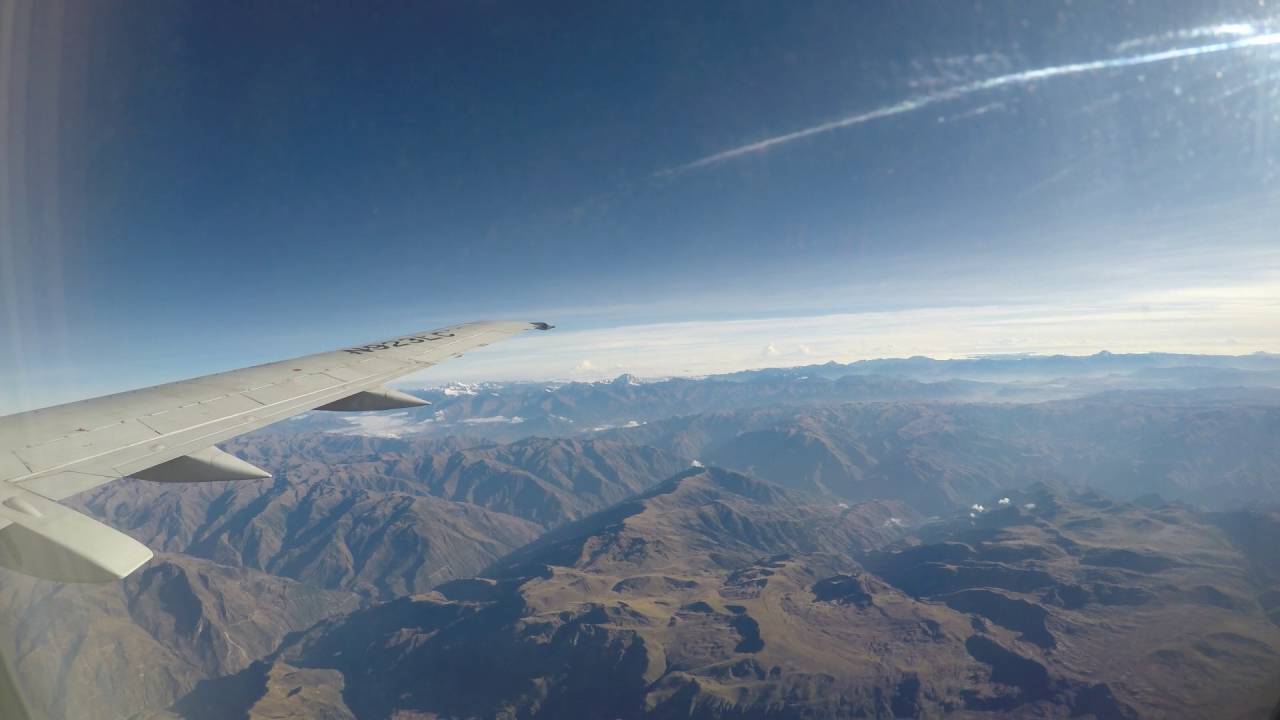 Flying over the Andes Mountains from Cuzco to Lima on LC Peru Airlines in 4K