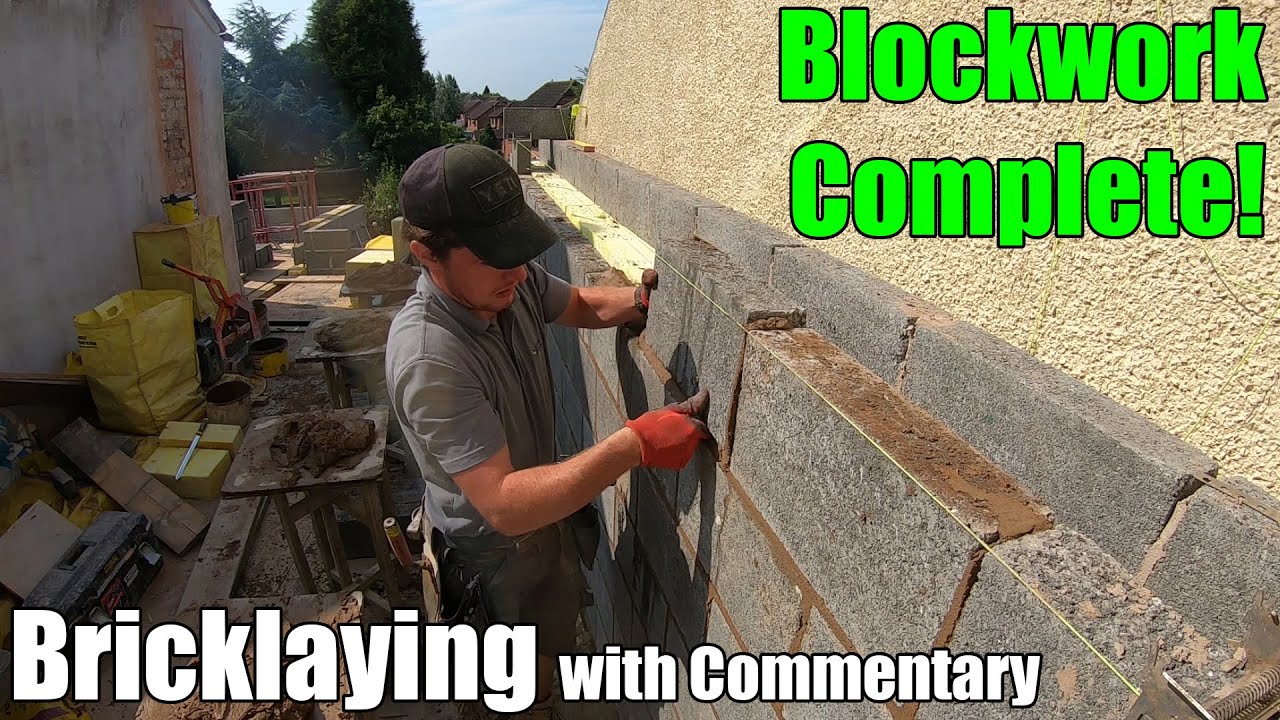 Blockwork To The Second Floor - The Awkward Extension - Bricklaying w/ Commentary #bricklaying #vlog