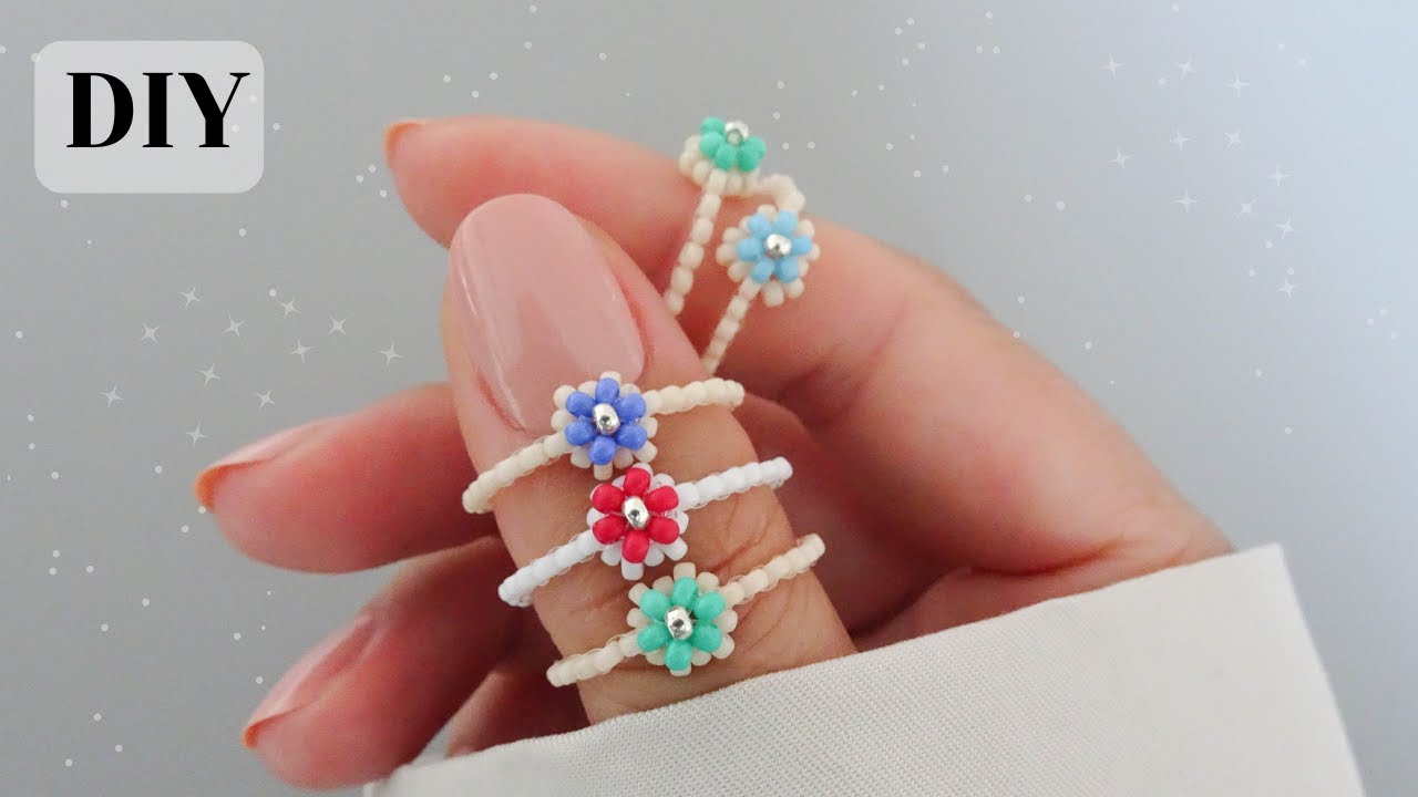 How to make flower beaded ring/Seed Beads DIY/Beads Jewelry