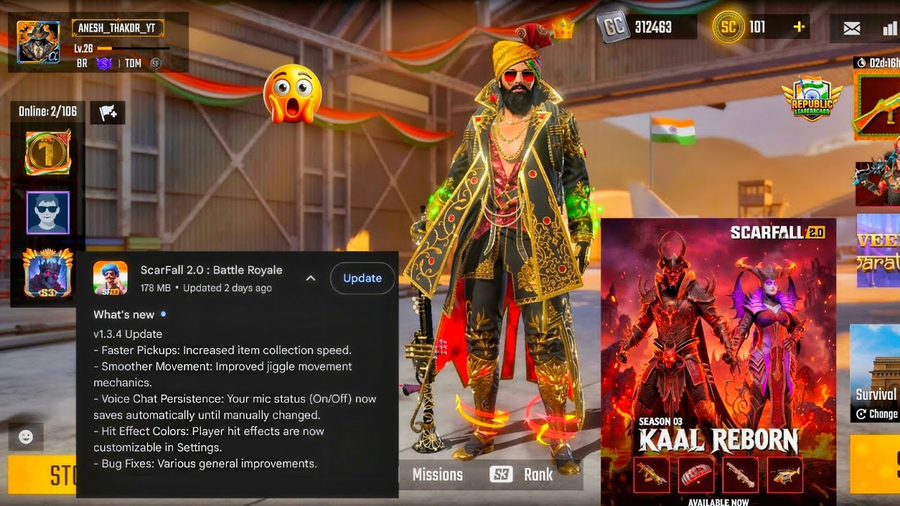 ScarFall 2.0 v1.3.4 Update, Scarpass Season 3 Mission Complete ✅ & Rank Rush Gameplay 🥷 