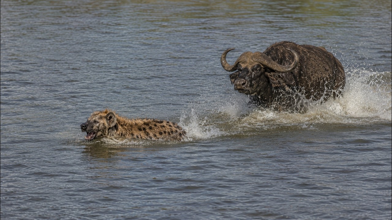 SALAH Pilih MANGSA!! Hyena Akhirnya Diseruduk Kerbau Di Air, 13 Momen Gila Hewan Terekam Kamera