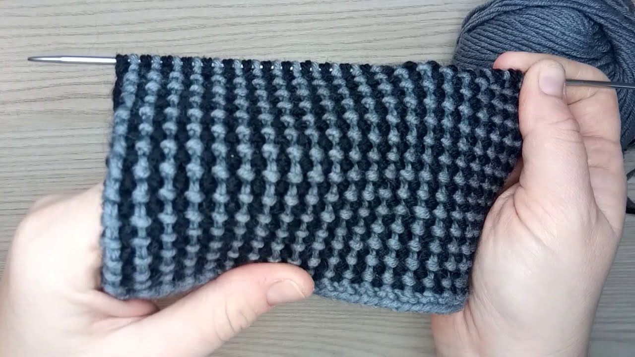 Punto maglia ai ferri Chicchi di riso bicolore, per cardigan, borse, cappello, tutorial facile