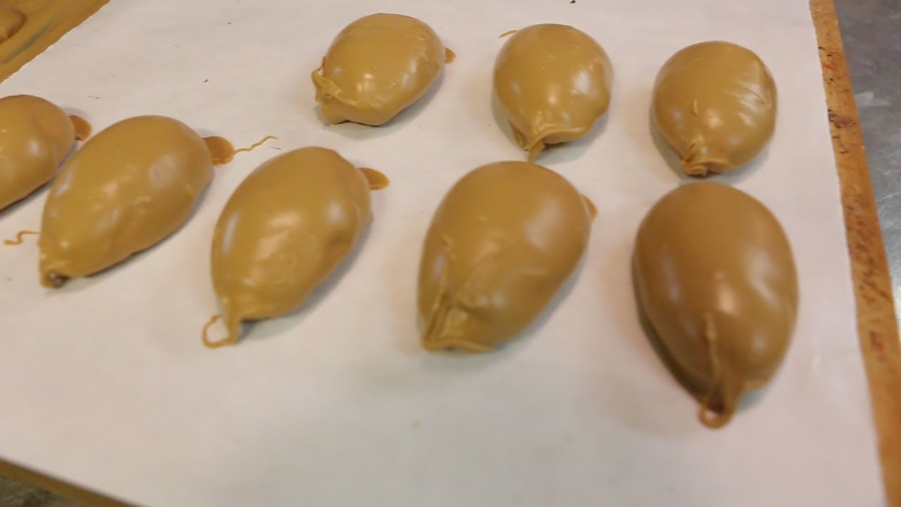 Making Peanut Butter Chocolate Marshmallow Eggs