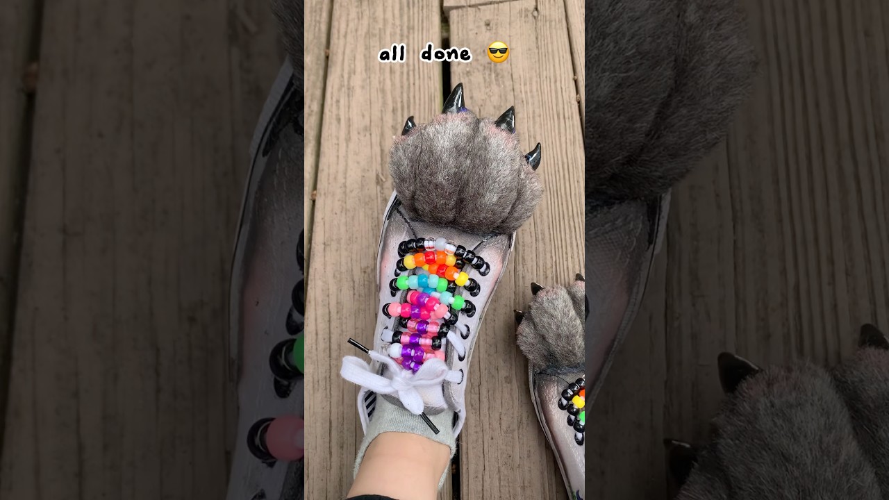Making therian paw shoes!🐾🍂 #therian #theriangear #craft #furry #therianthropy #quadrobics #funny