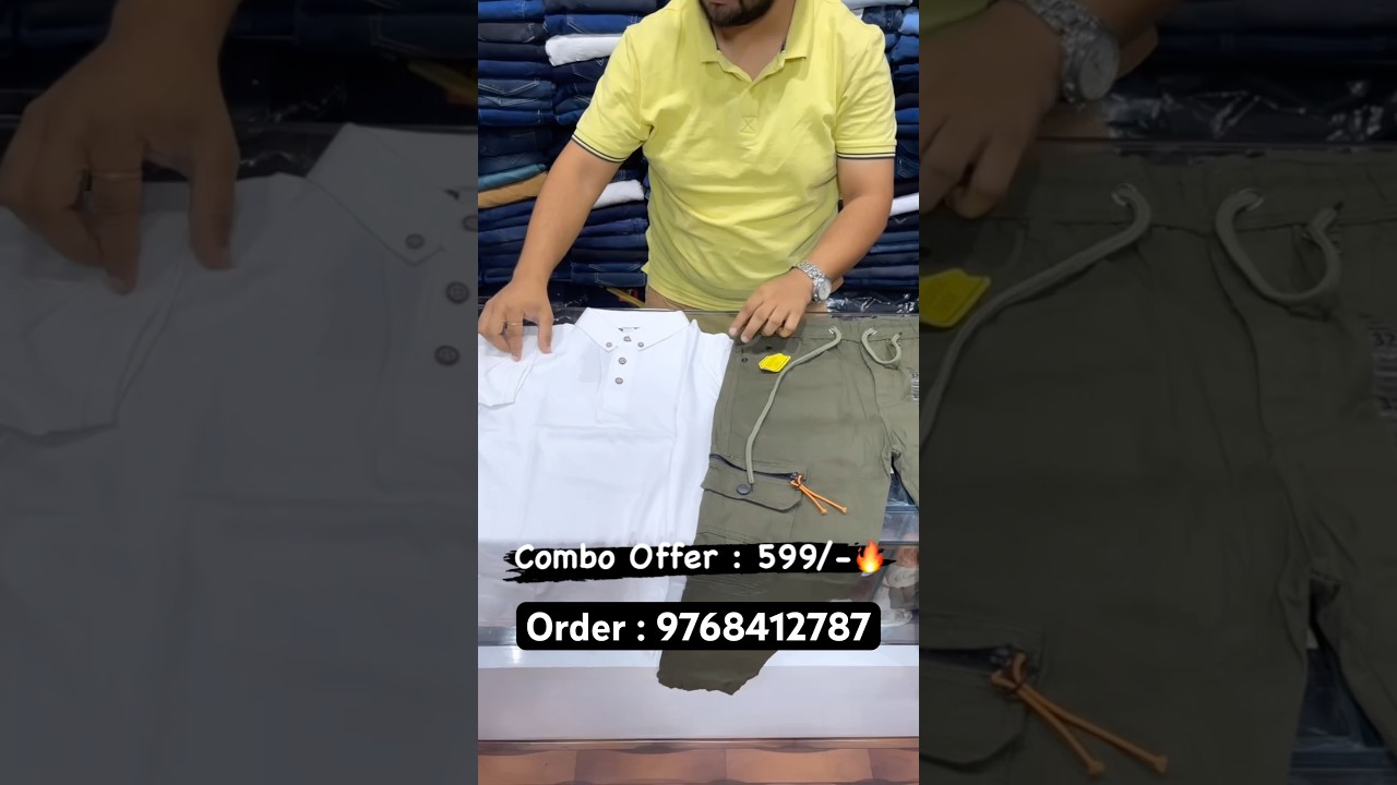 Official Best Combo Offer 599/-🔥| Cargo Pants & Collar Tshirt #shorts #cargo #tshirt #trending
