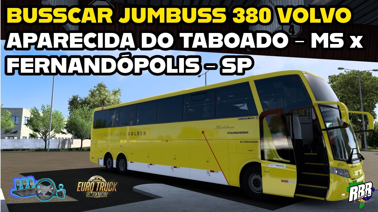 BUSSCAR JUMBUSS 380, VOLVO. VIAGEM SIMULADA APARECIDA DO TABOADO - MS x FERNANDÓPOLIS - SP. MAPA RBR