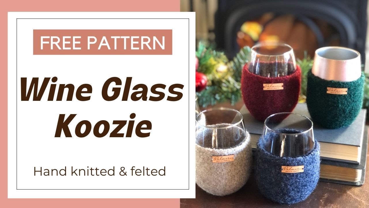 How to knit and hand-felt super cute wine koozie for Christmas gift knitting