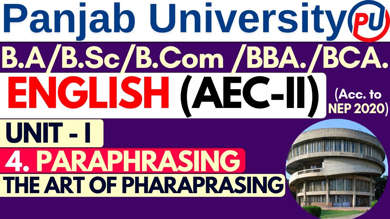Paraphrasing in English | The Art of Paraphrasing | BA Sem 2 AEC English | AEC English 2nd Semester