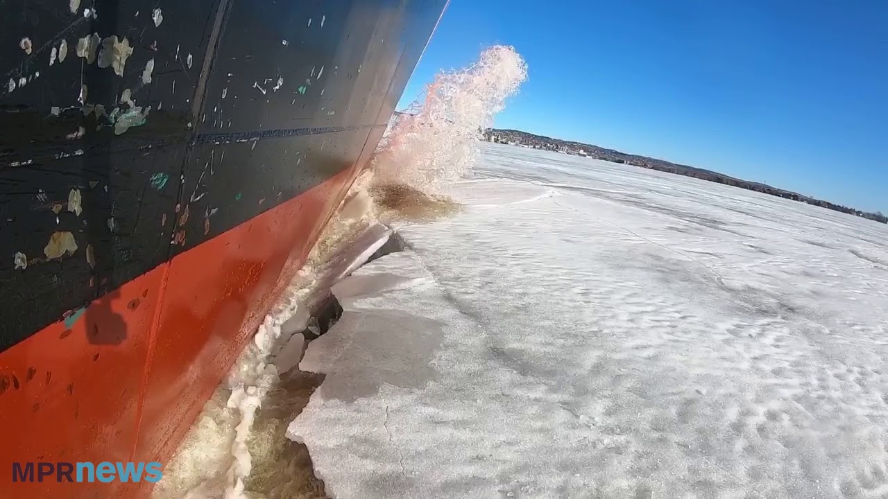 USCGC Alder crushes the last grip of winter on Lake Superior