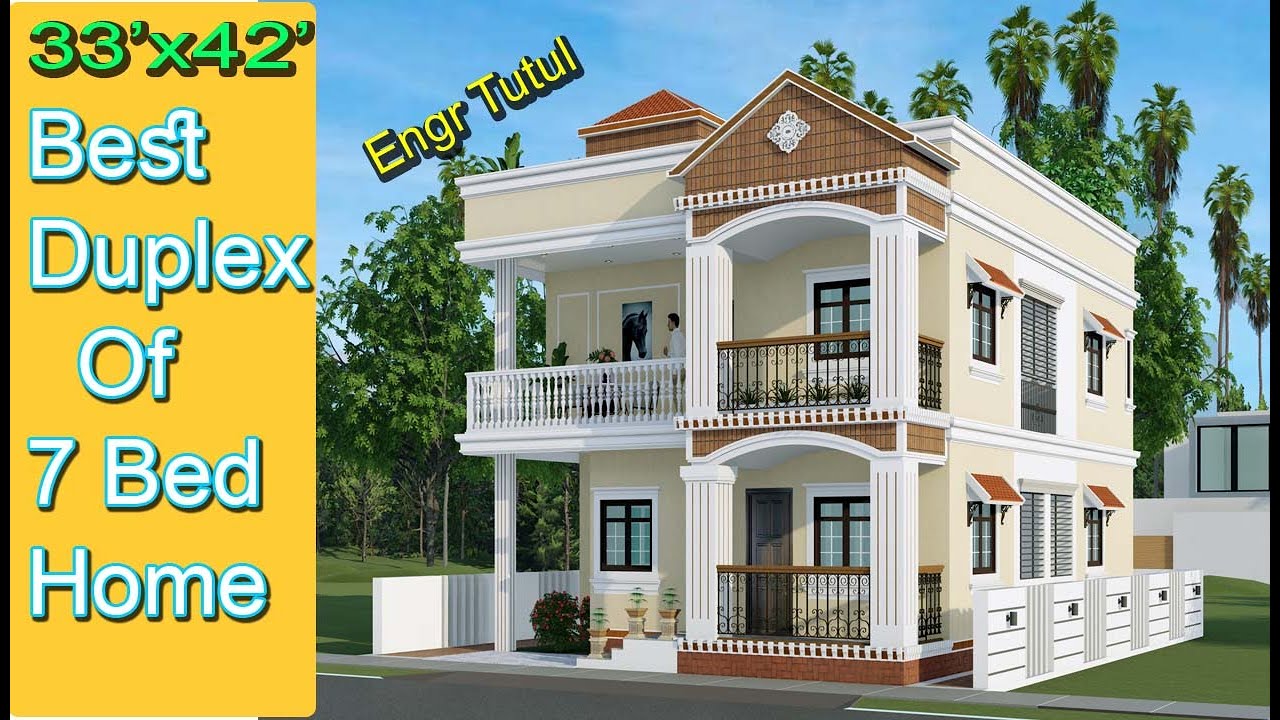 ৭ বেডের সেরা ডুপ্লেক্স বাড়ি ৩৩ বাই ৪২ |Best Duplex Home of 7 BED|Excellent 7 Bed Duplex Buildig plan