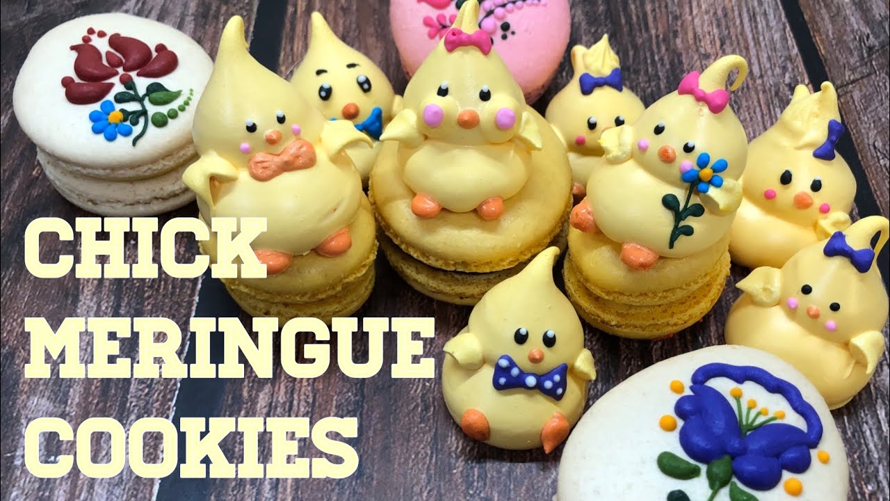 Chick meringue cookies for Easter