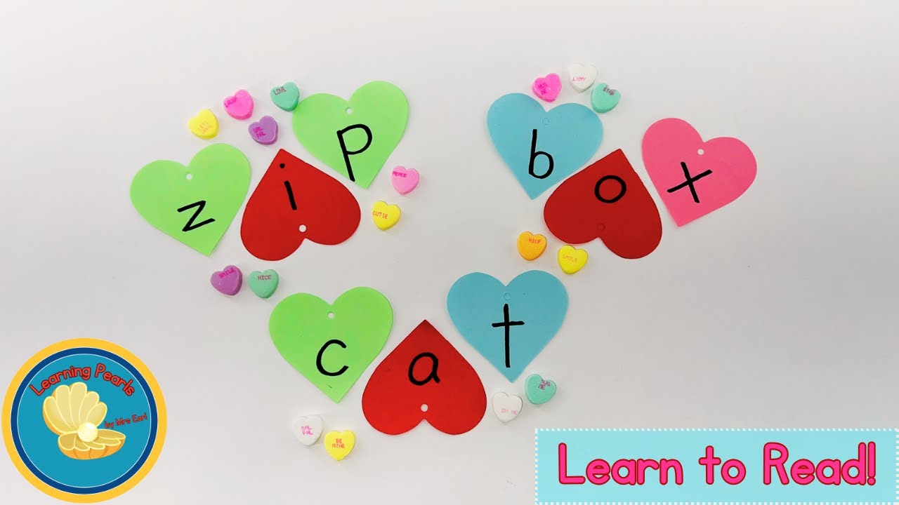 Learn to Read & Spell Easy Words | Valentine's Day Hearts Kindergarten Decodable CVC Reading Lesson