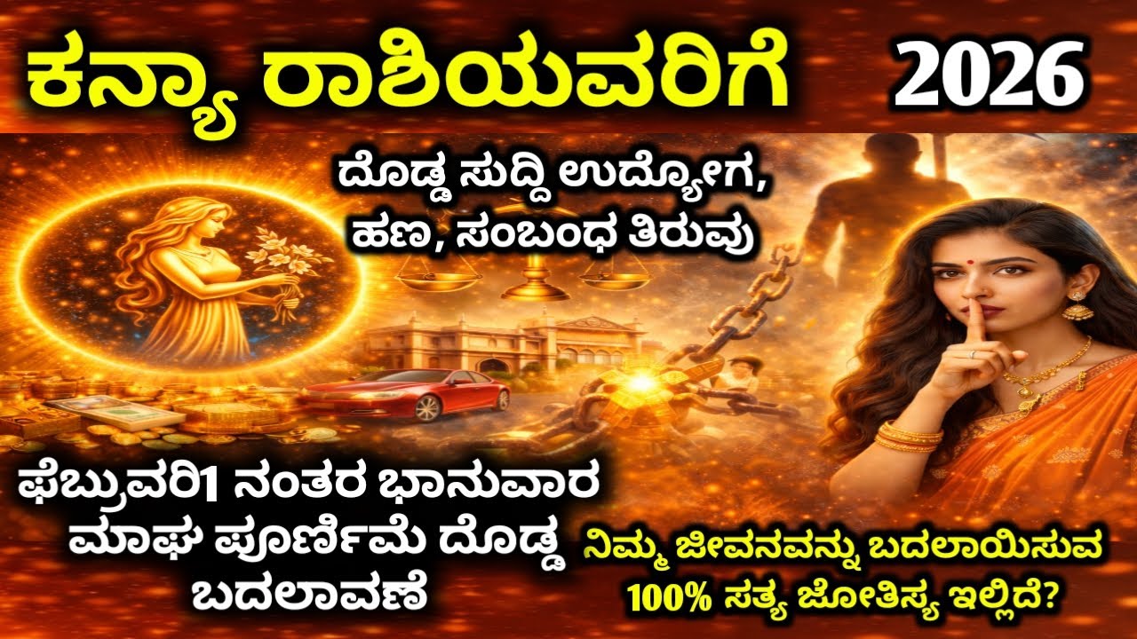 ಕನ್ಯಾ ರಾಶಿ 2026: ಫೆಬ್ರವರಿ1 ಭಾನುವಾರ ಮಾಘ ಪೂರ್ಣಿಮೆ ನಂತರ ವಿಧಿ ತಿರುಗುತ್ತದೆ  |  Kanya Rashi 2026