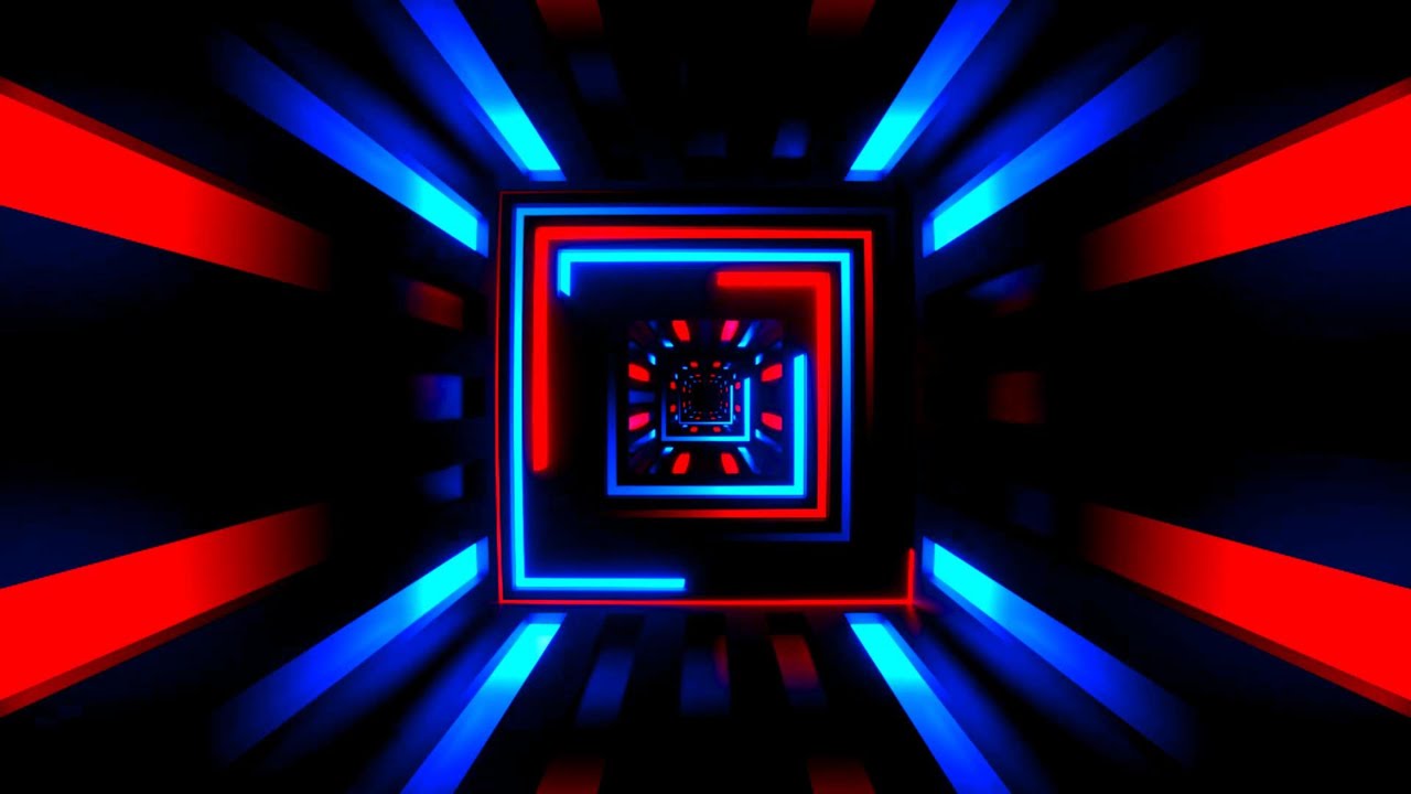 VisionKanal 4K &ndash; Бесконечный Сине-Красный Неоновый Коридор | Без звука [2 часа]