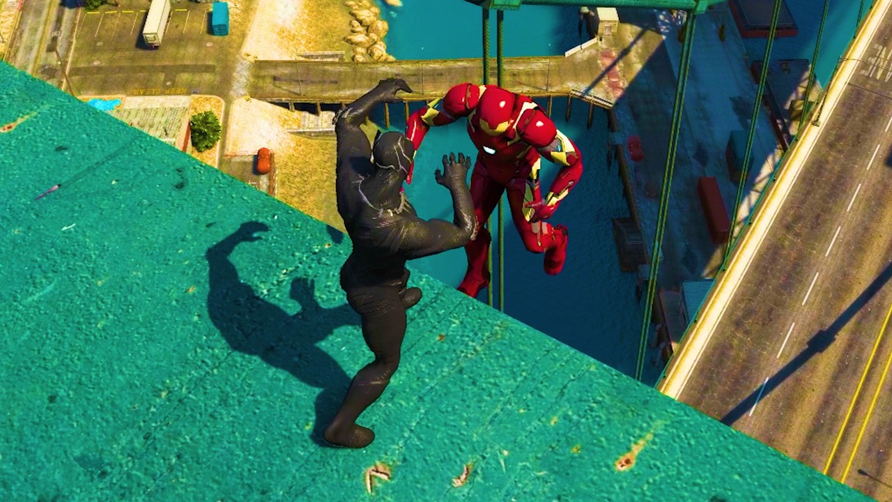 GTA 5 Ultimate Graphics Mod Black Panther VS Iron Man Fight 2