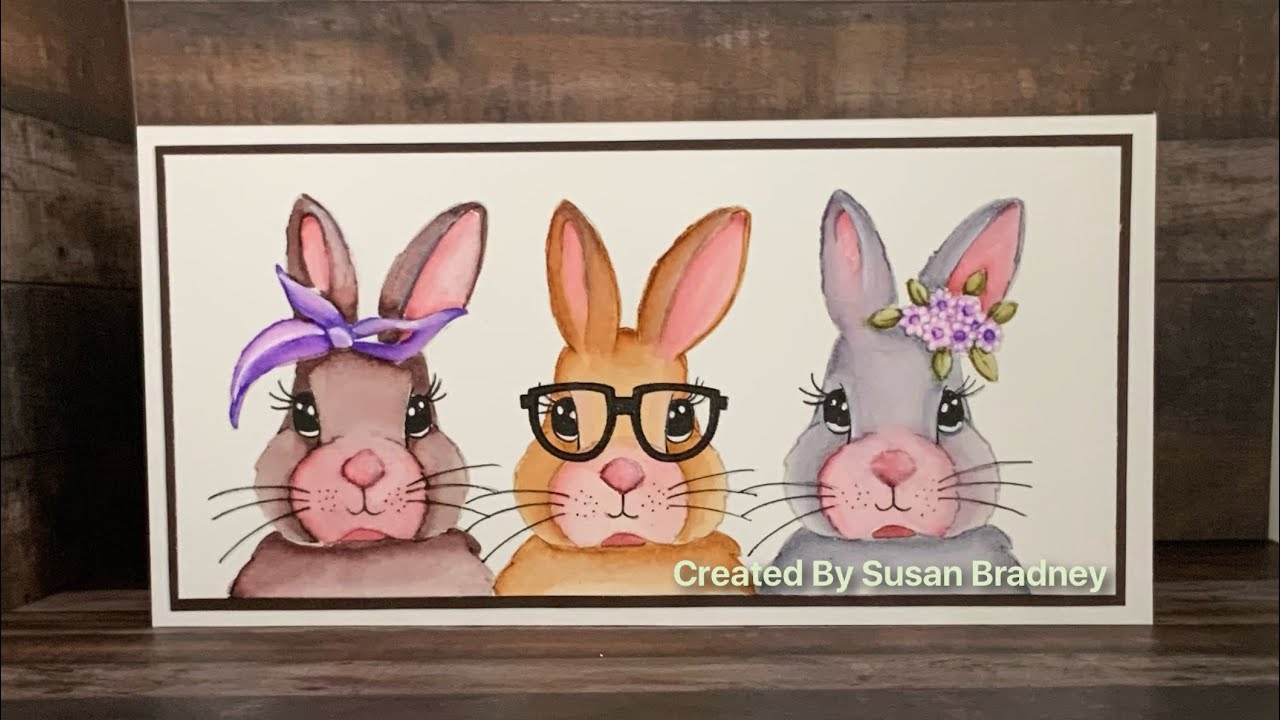 Gina K designs &ldquo;Hopping good day&rdquo; stamp set and zig clean colour real brush pens SILENT VIDEO #86