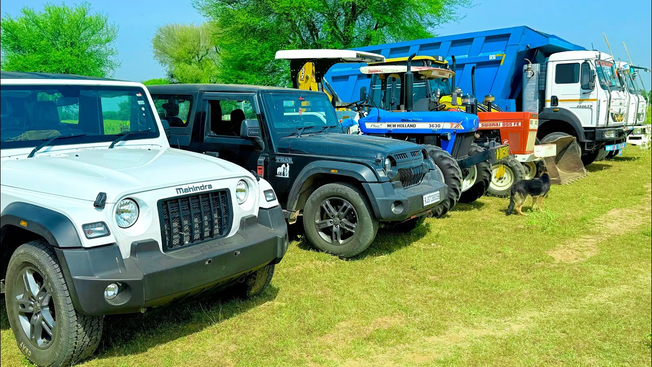 Jcb 3dx loading Mud in TATA Tippers Tractors Swaraj 855F New Holland 3630Tractor 4x4 jcb Thar Truck