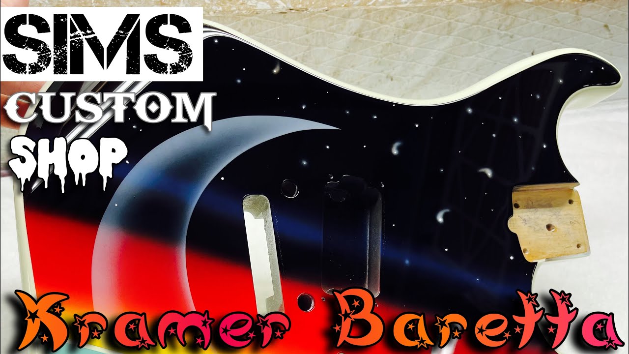 Vintage Kramer Baretta guitar - Outerspace Galaxy Airbrushed paint job by Sims Custom Shop
