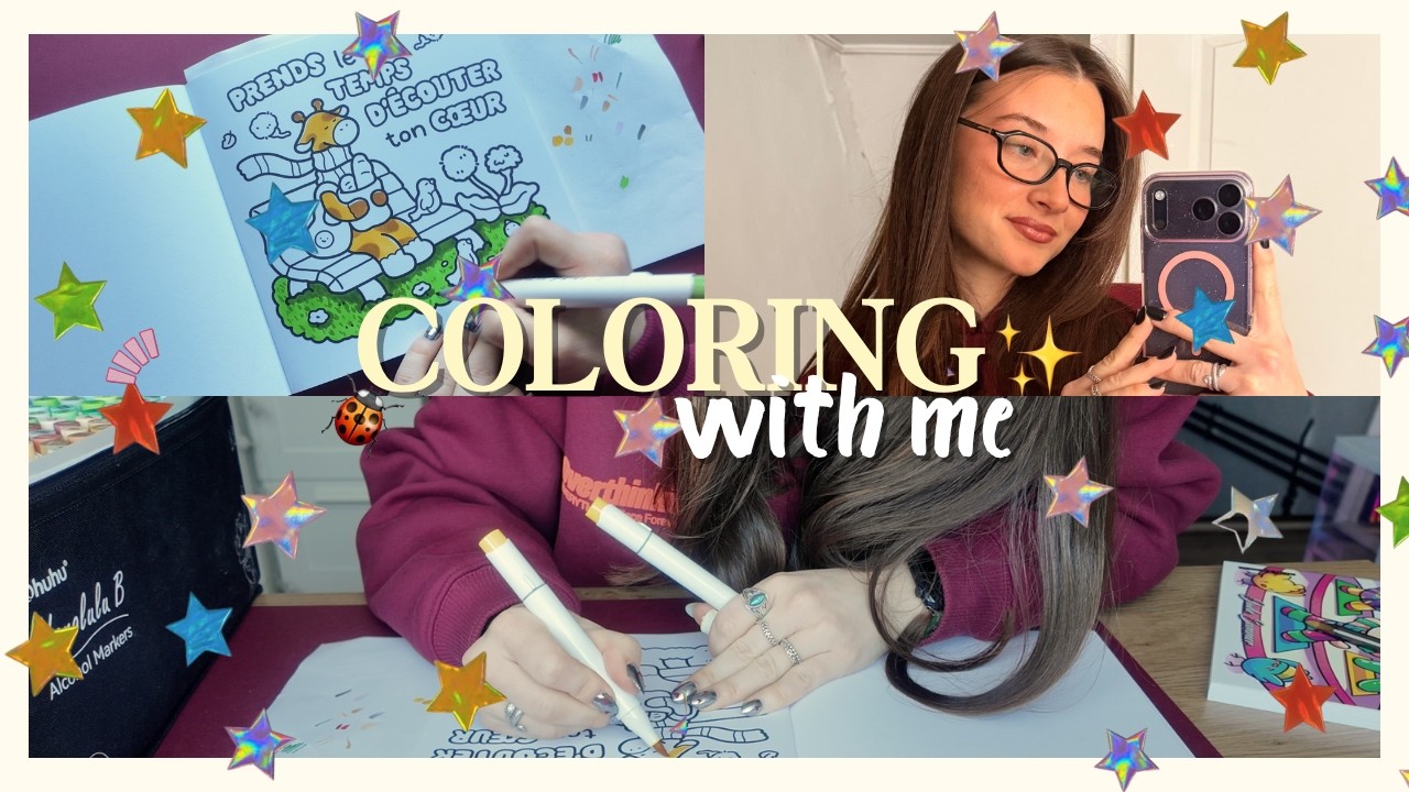 COLORING WITH ME⎟2 coloriages cosy pour ralentir ! ☁️☕️