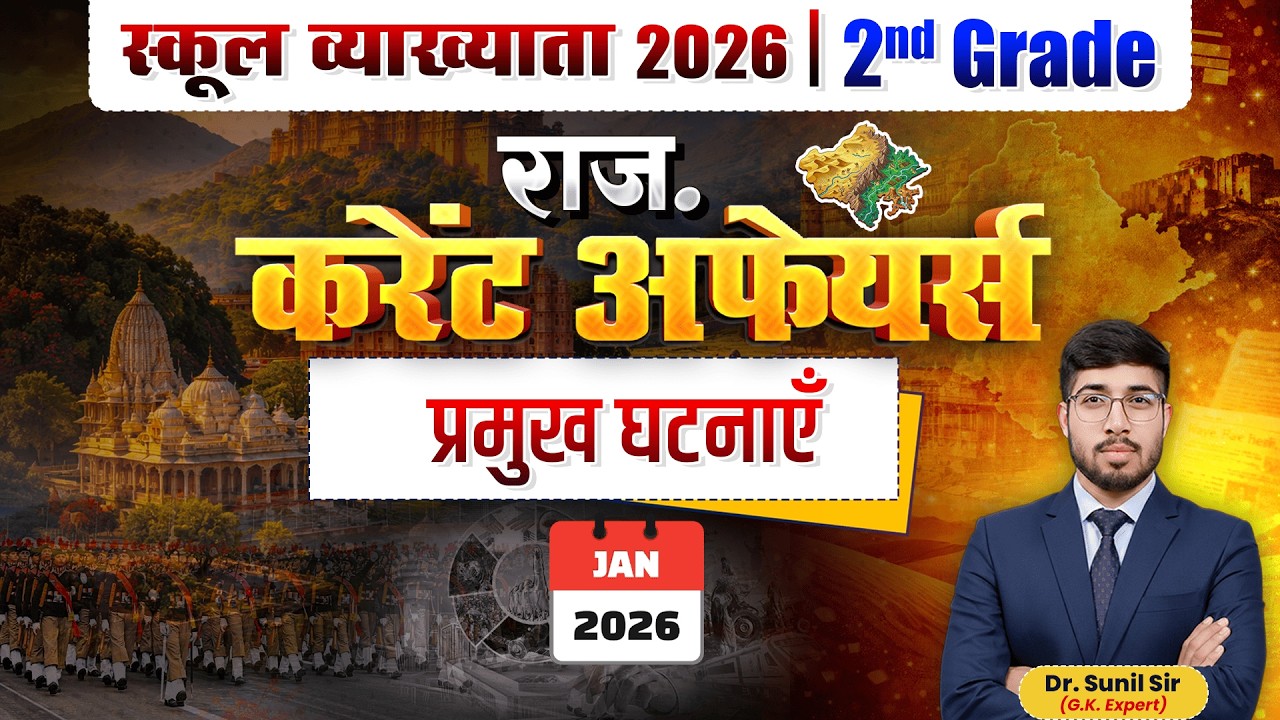 Rajasthan Current Affairs January 2026 | School Vyakhyata 2nd Grade 2026 | प्रमुख घटनाएँ