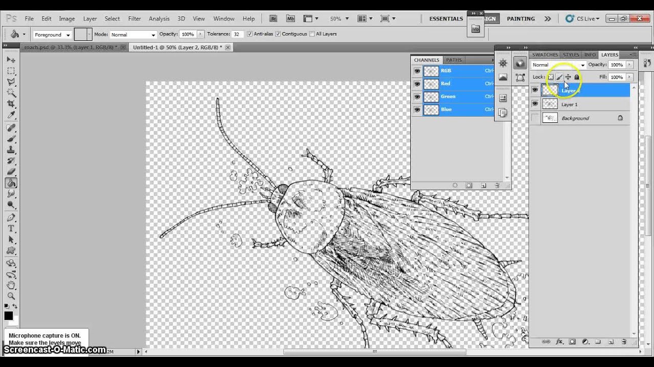 Colouring your artwork on Photoshop - Part 2 seperating your line art from the background